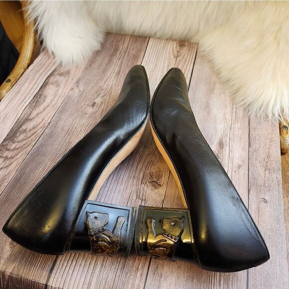 Coup'etat Shoes - Coupd' etat black leather animal heel‎ pumps narrow 9AA